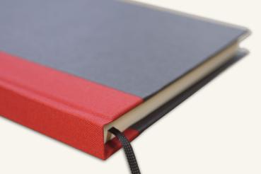 Schreib - und Notizbuch schwarz, mit rotem Leinen